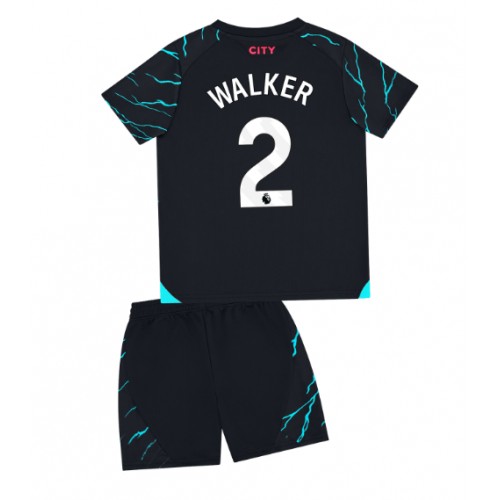 Manchester City Kyle Walker #2 Kolmas Peliasu Lasten 2023-24 Lyhythihainen (+ Lyhyet housut)